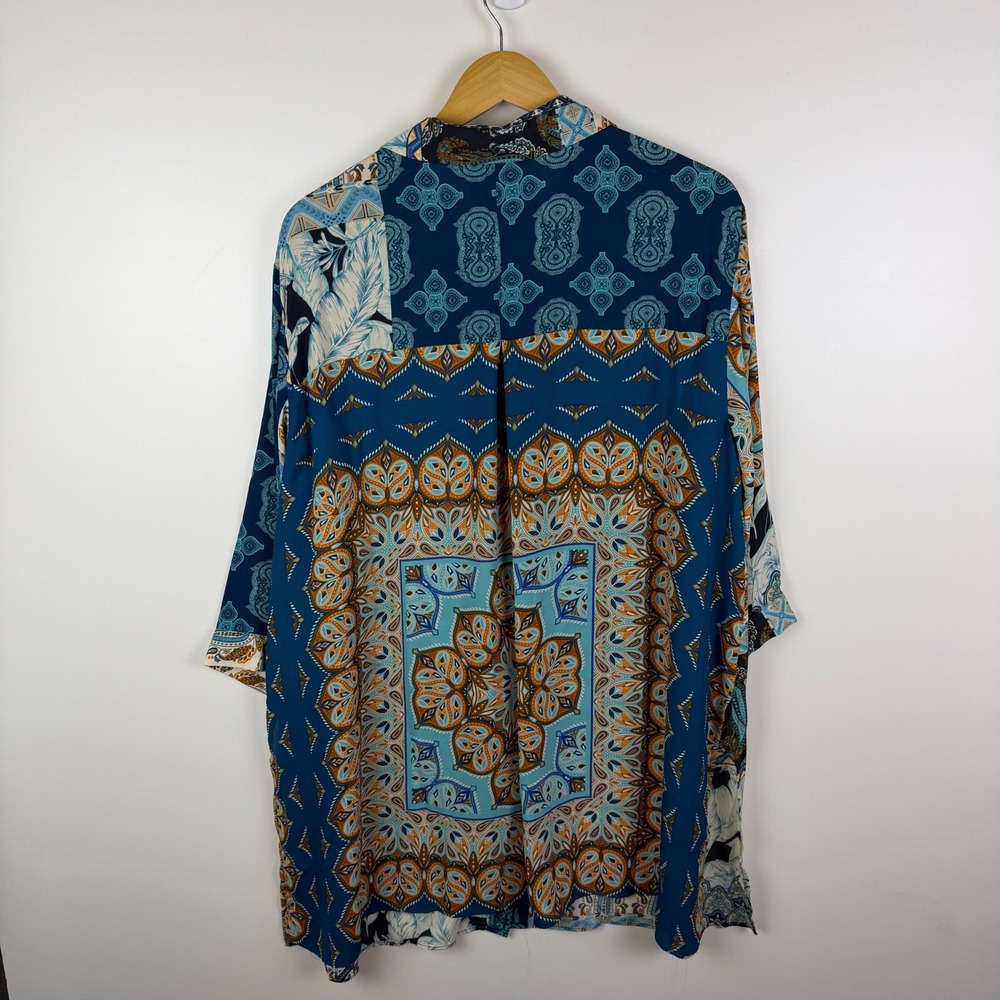 Rose + Olive Patchwork Paisley Button Down Shirt … - image 4